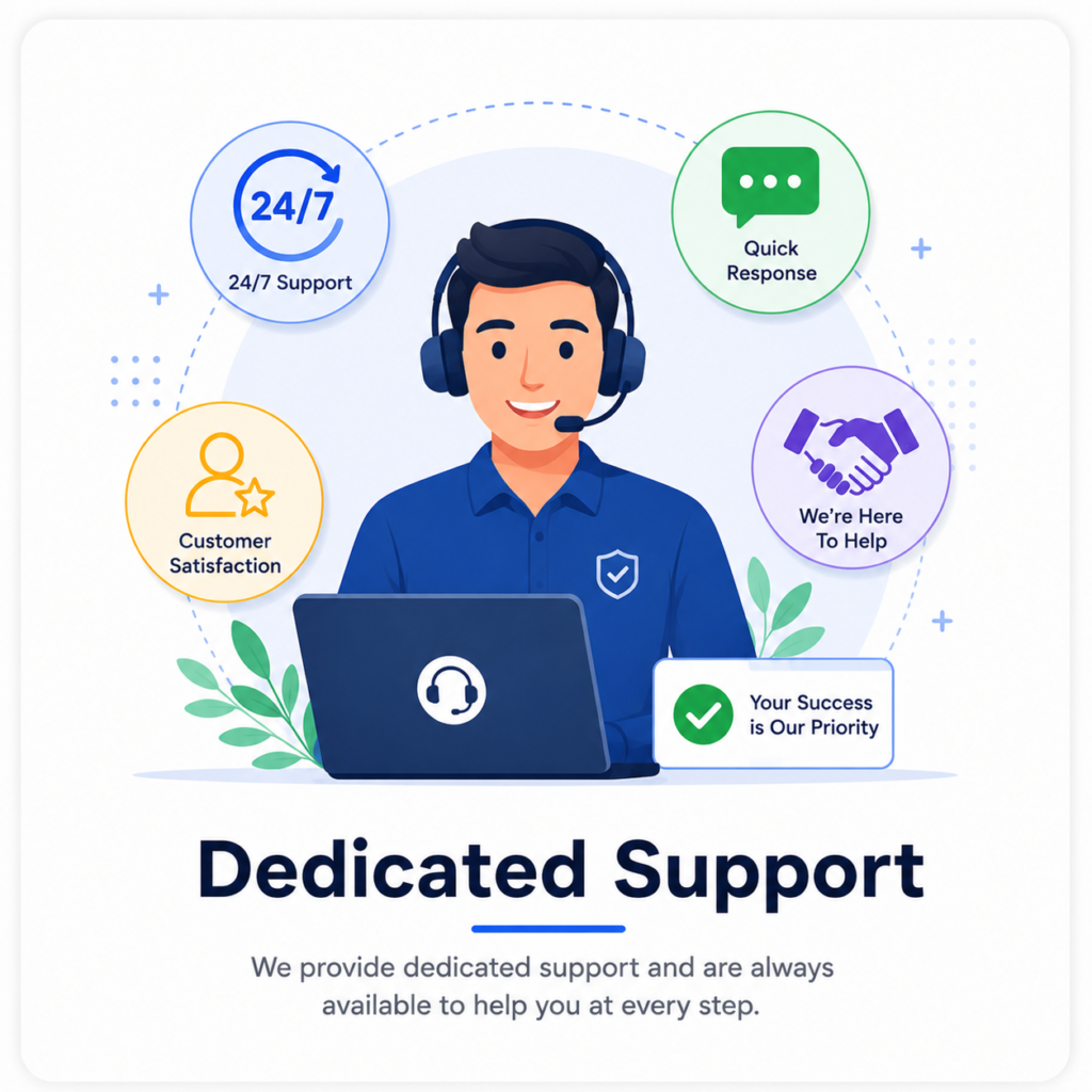 Professional customer support for website development and digital marketing services.