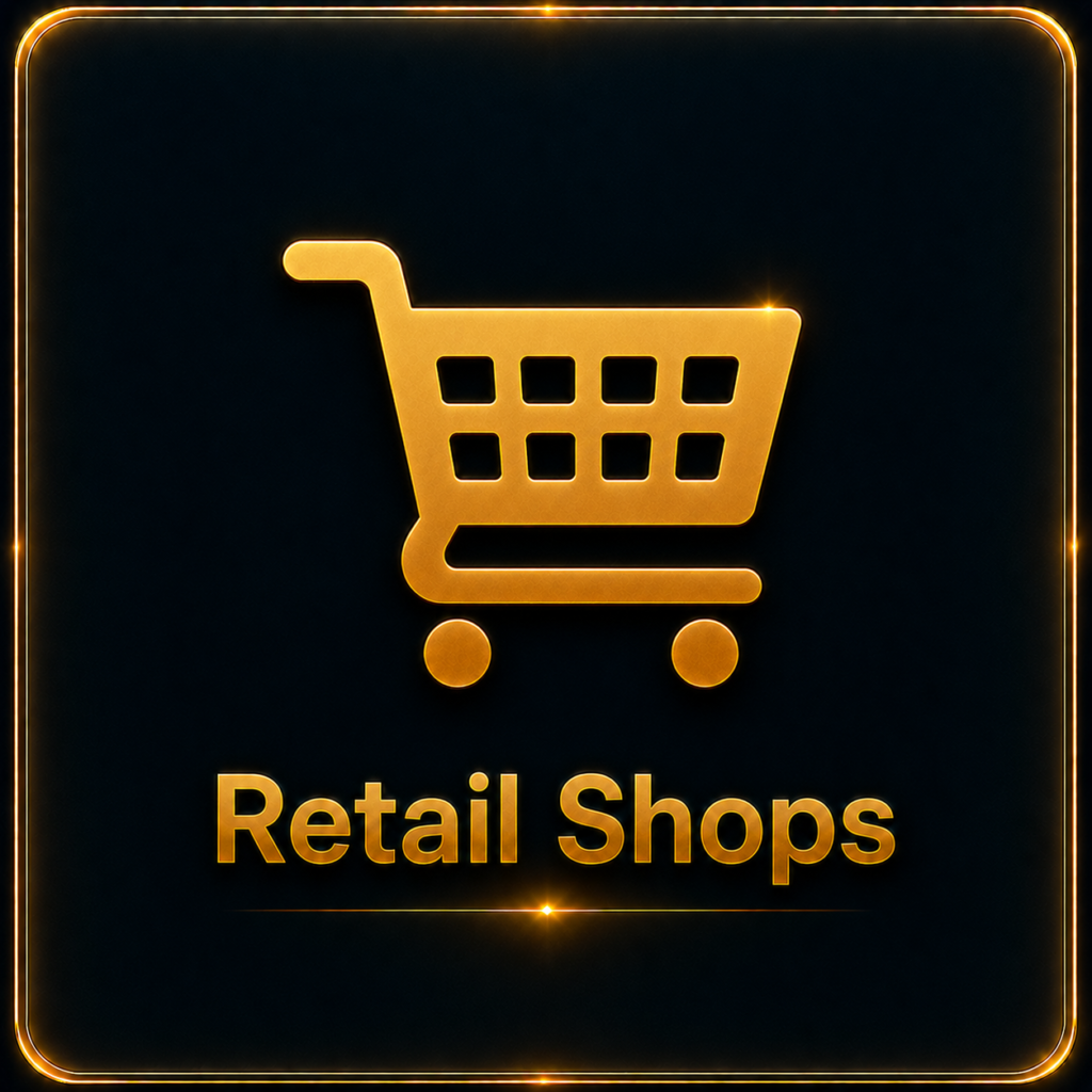 Premium retail shop digital marketing services icon by Ratan Digital Solutions for local stores, supermarkets, grocery shops, fashion stores, electronics shops, and retail businesses.