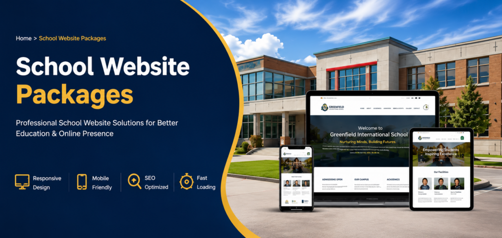 Professional School Website Packages by Ratan Digital Solutions featuring responsive school website design for desktop, tablet, and mobile devices.
